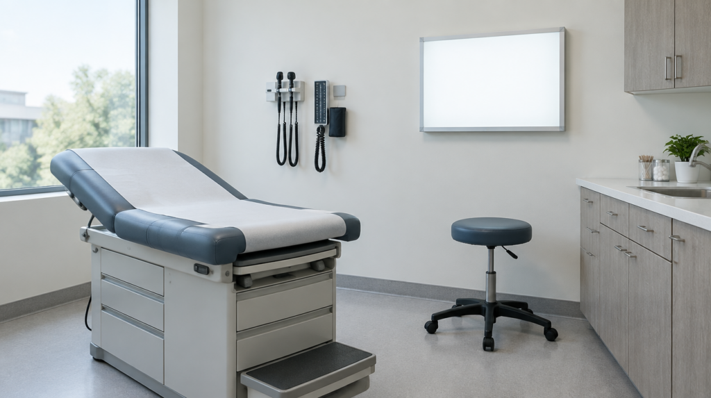 An empty medical examination room