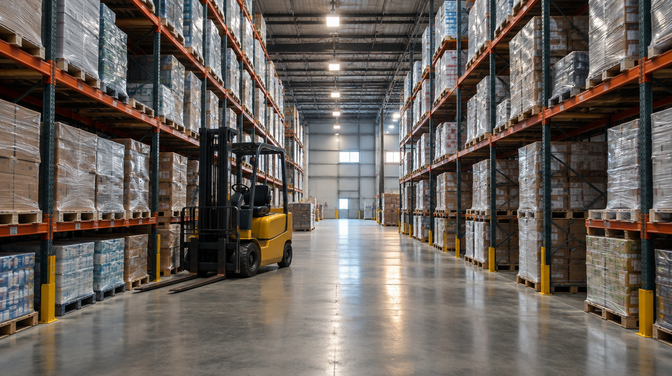 Wide aisle inside a Nevada distribution warehouse